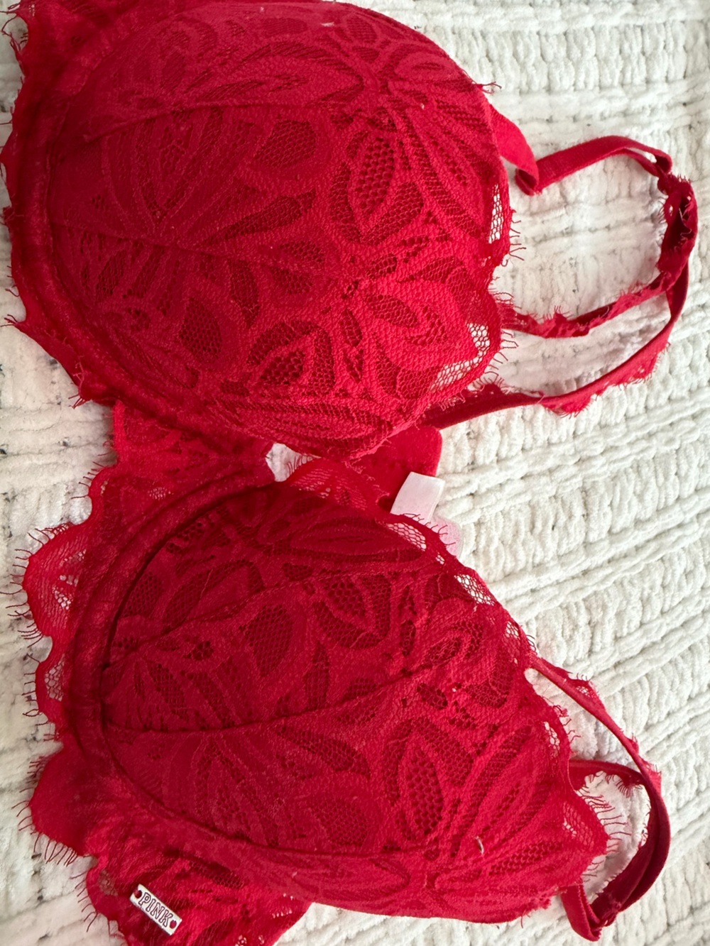 PINK Victoria's Secret Red Lace Push-Up Bra